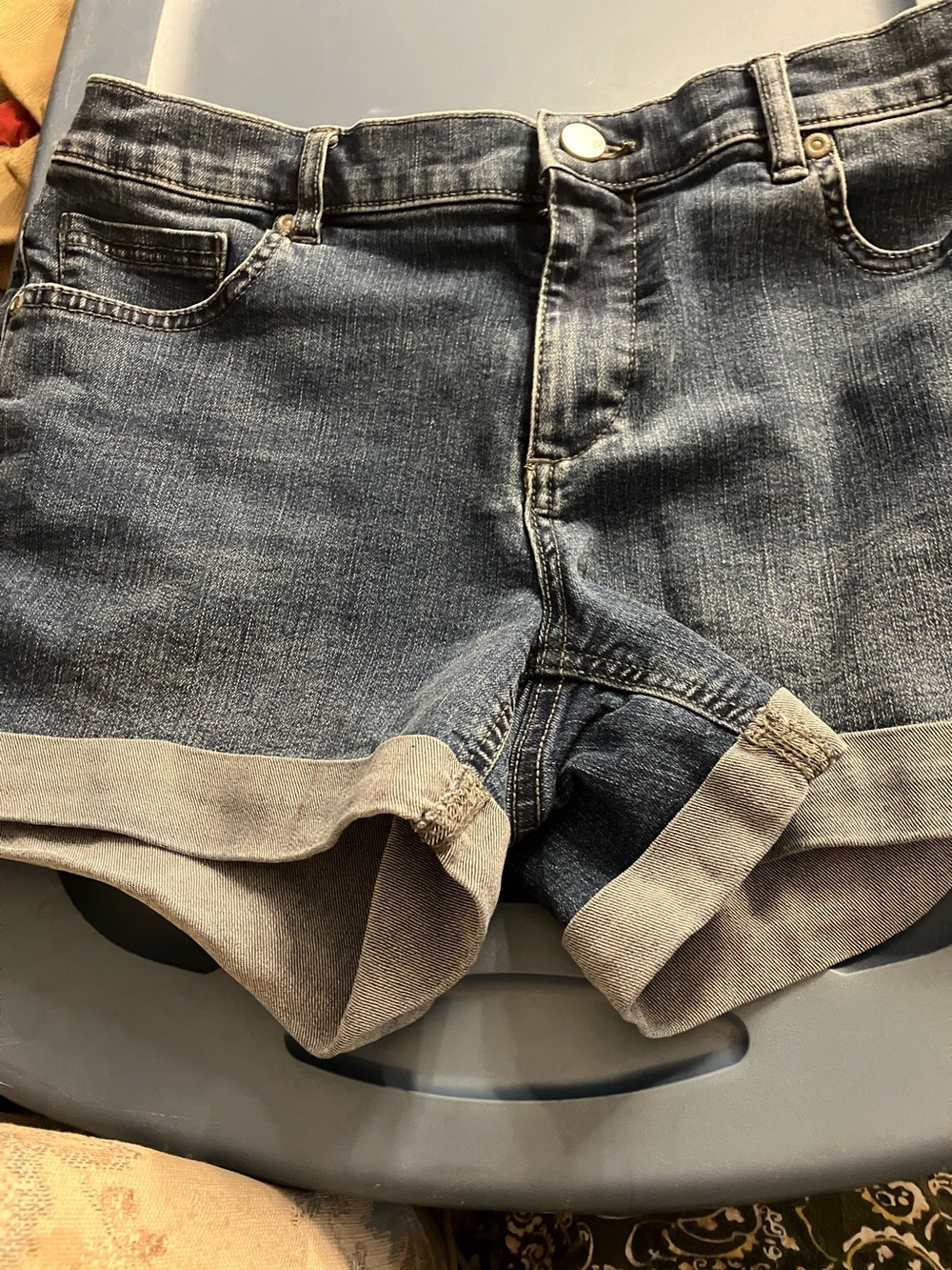New York & Company Dark Blue Rolled-Hem Denim Shorts 8